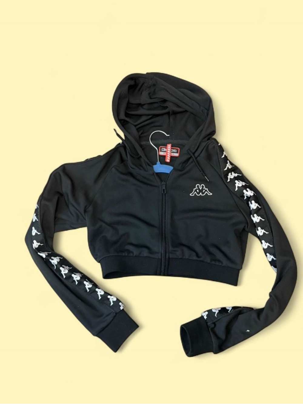 Kappa Black Cropped Jacket with White Twin-Logo